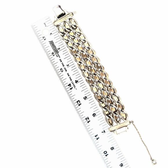 Vintage Silver-Tone Wide Panel Link Bracelet - Picture 7 of 7